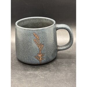 Hearth & Hand With Magnolia Navy Blue w/ Brown Wheat Stem Coffee Mug Cup GUC